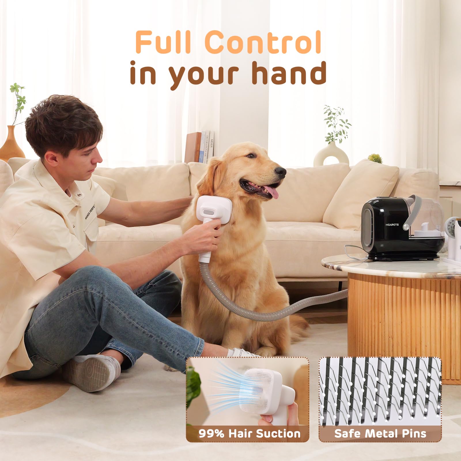 Dog Grooming Vacuum Kit - 3L Pet Hair Vacuum with 7 Attachments, Low Noise Electric Clipper & Brush for Home Pet Grooming, Shedding Control - Perfect for Regular Coat Maintenance & Allergy Reduction at Home