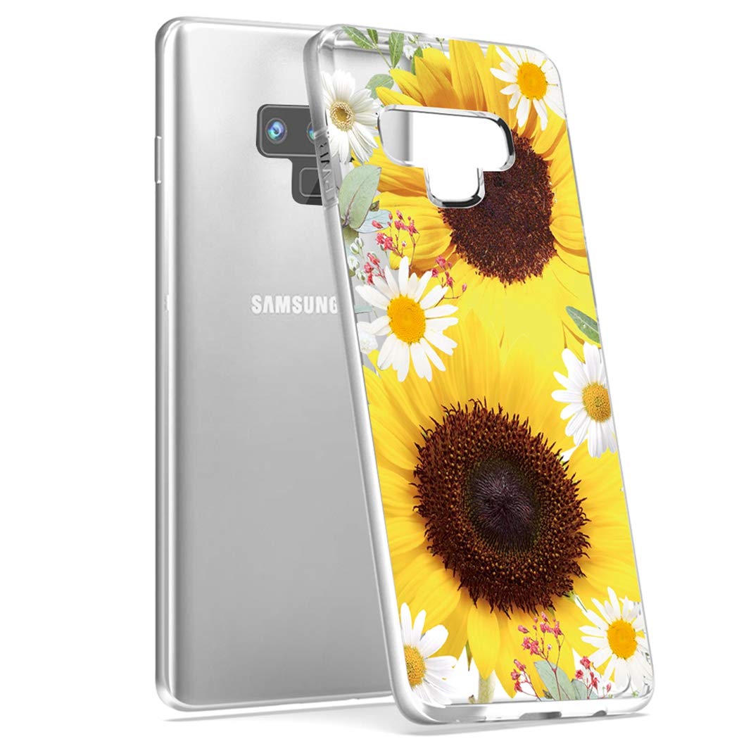 Samsung Galaxy Note 9 Phone Case - Clear Soft TPU Shockproof Protective Cover for Women & Girls | Trendy Sunflower Design | Perfect for Everyday Use, Work & Travel Protection