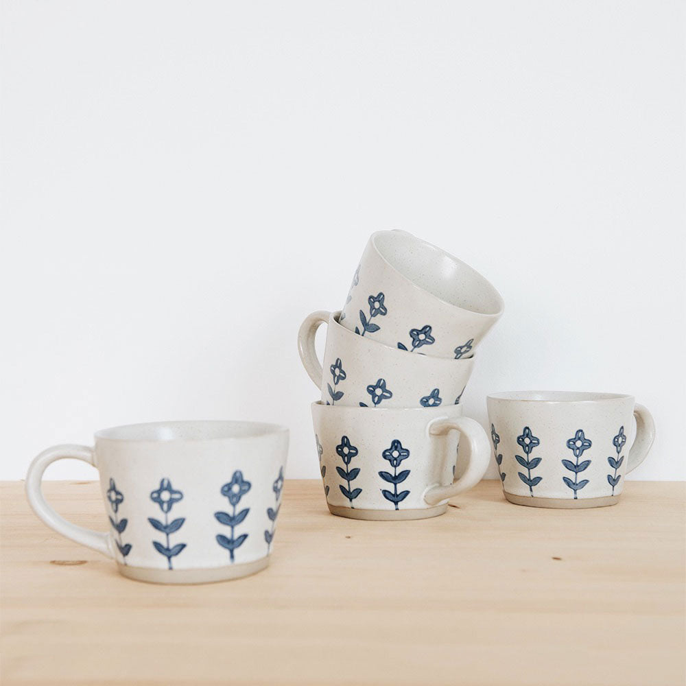 Premium Ceramic Coffee Mug with Blue Floral Design - Perfect for Home, Office & Gifts - 16oz Handcrafted Tea Cup for Daily Use & Special Occasions