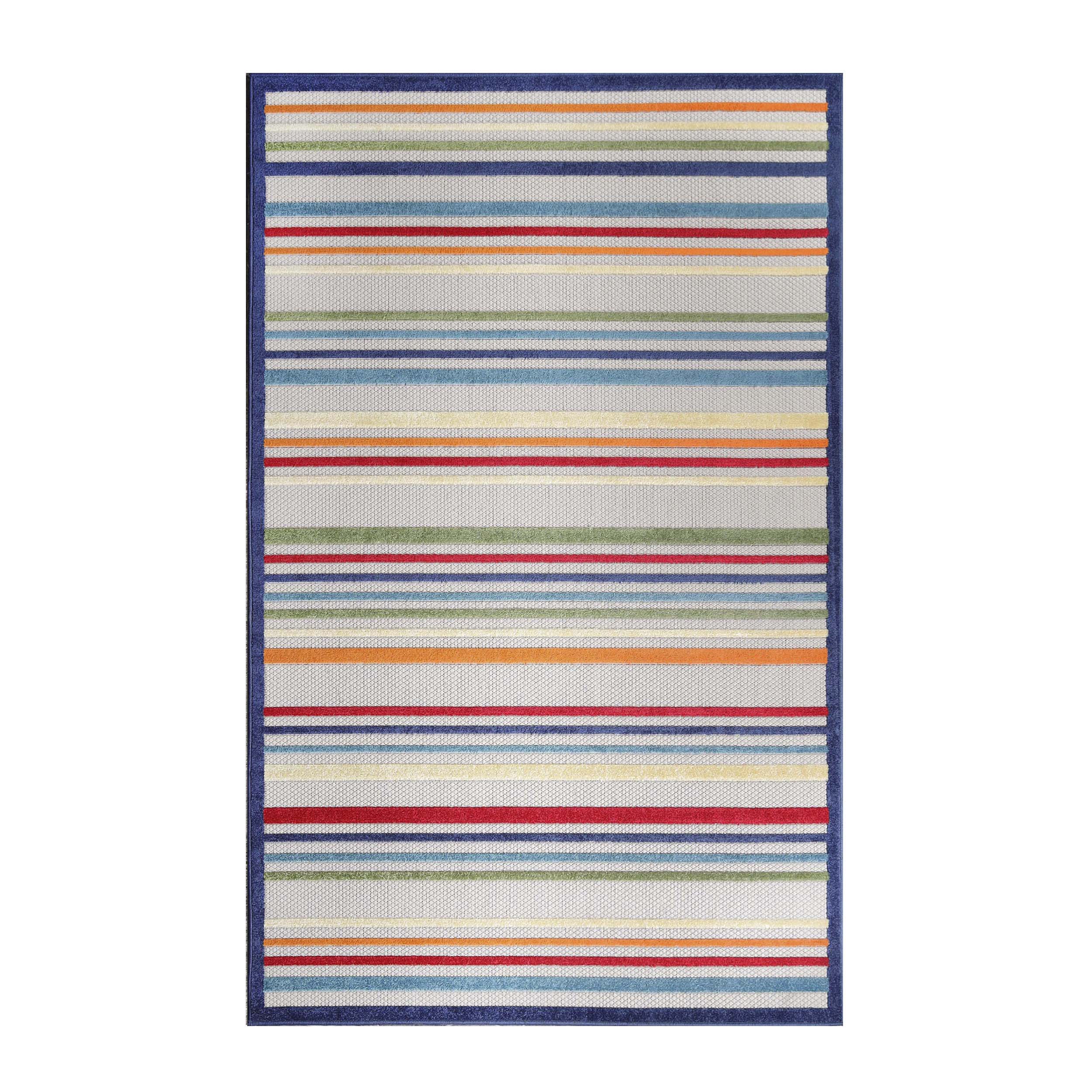 Stylish Eastyn Casual Stripe Geometric Area Rug - Soft Indoor/Outdoor Floor Mat for Living Room, Bedroom, Patio & Deck Decor