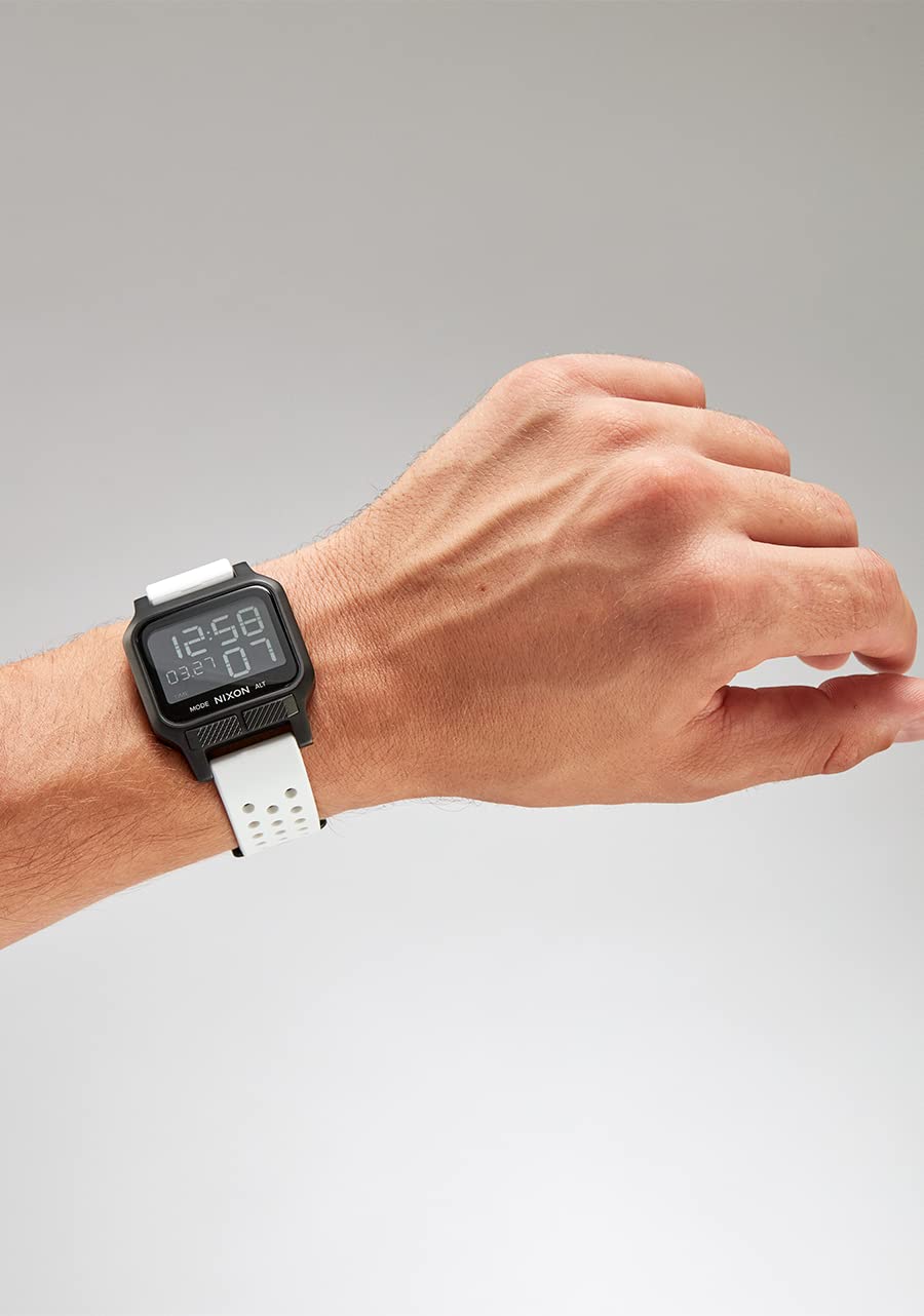 NIXON Heat A1320 Digital Sports Watch for Men & Women - 100M Water Resistant, Ultra Thin Lightweight Design with 38mm LCD Display & 20mm PU Band - Perfect for Running, Workout, Swimming & Outdoor Activities