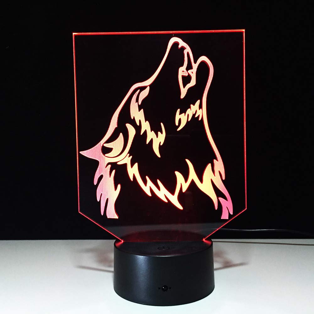 3D Wolf Night Light - USB LED Table Lamp with 7 Color Changing Modes, Portable Power Bank for Bedroom, Kids Room, Nursery & Home Decor | Perfect Nightlight for Kids, Gifts & Relaxing Ambience