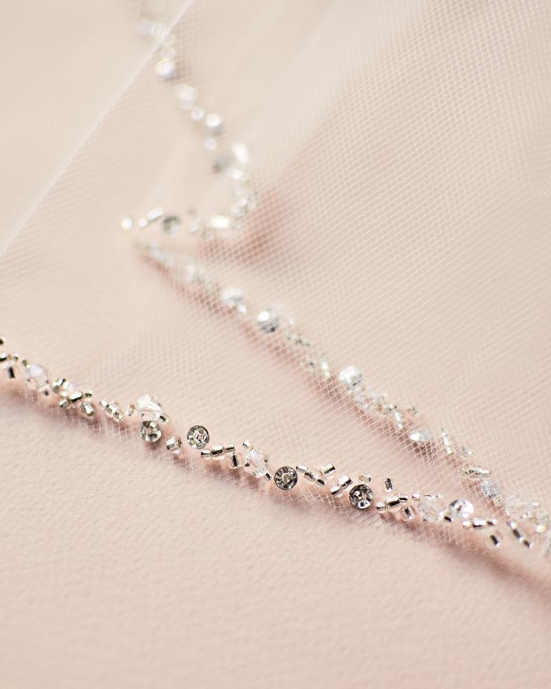 Julia Crystal Beaded Wedding Veil - Elegant Bridal Hair Accessory for Brides, Bridesmaids & Formal Events | Perfect for Church Ceremonies, Photoshoots & Special Occasions
