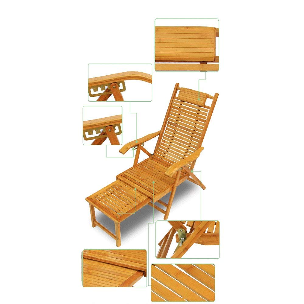 Portable Folding Bamboo Chair - Lightweight Telescopic Lounge Chair for Indoor & Outdoor Use - Perfect for Beach, Picnic, Camping, and Elderly Relaxation