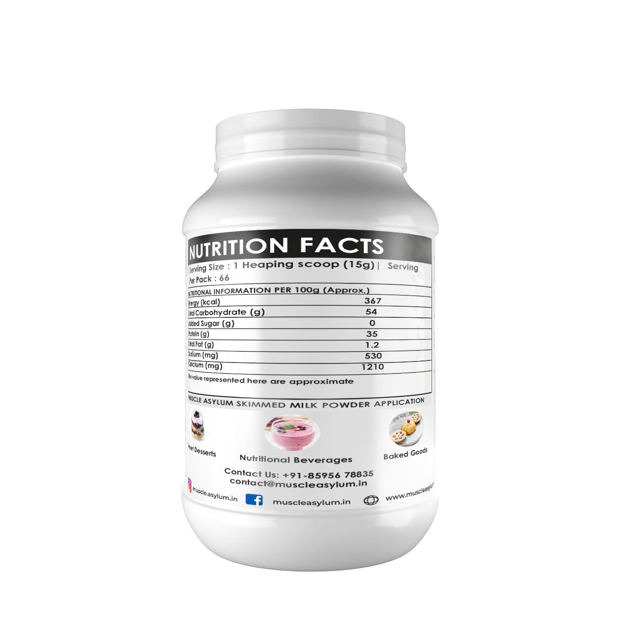 Muscle Asylum Whey Protein Powder - 35g Protein per Serving, 1kg (2.2lb) | Lab Tested for Purity & Quality | Ideal for Post-Workout Recovery, Smoothies, Protein Shakes & Muscle Building