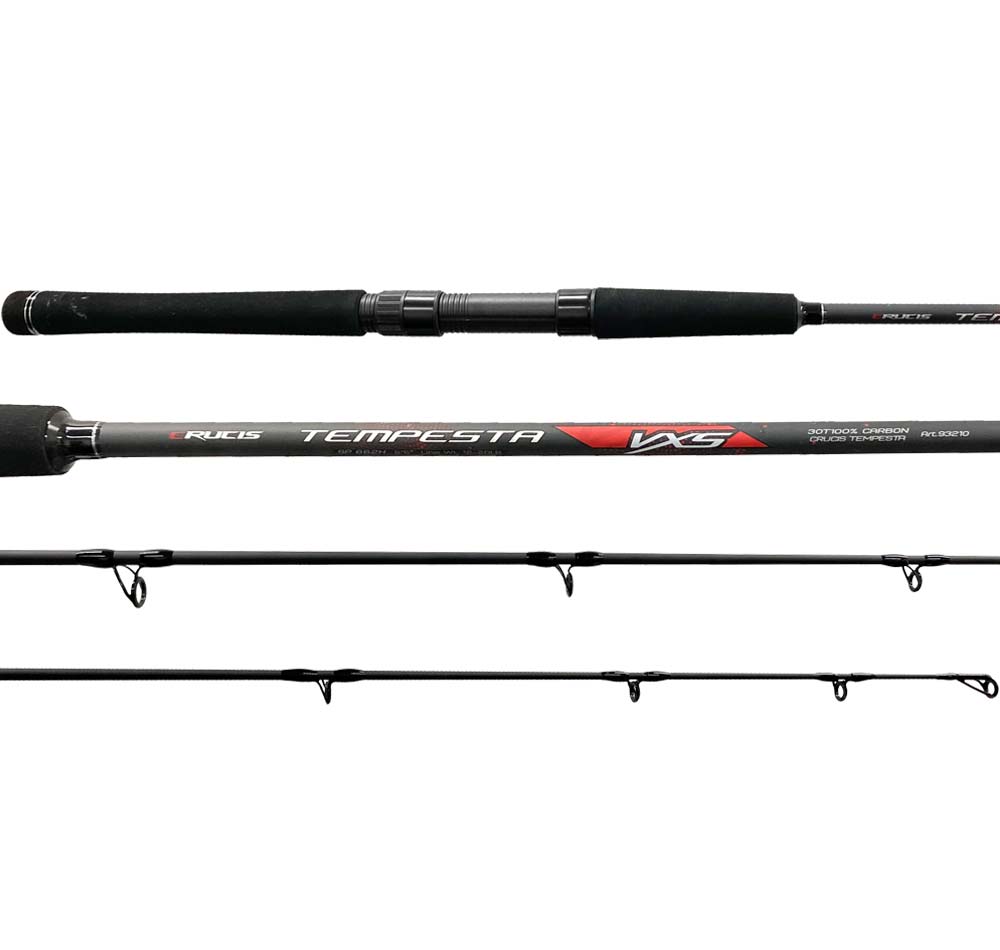 Crucis Tempesta VXS Spinning Fishing Rod - Lightweight Graphite Rod for Freshwater & Saltwater Fishing - Perfect for Bass, Trout, and Inshore Angling