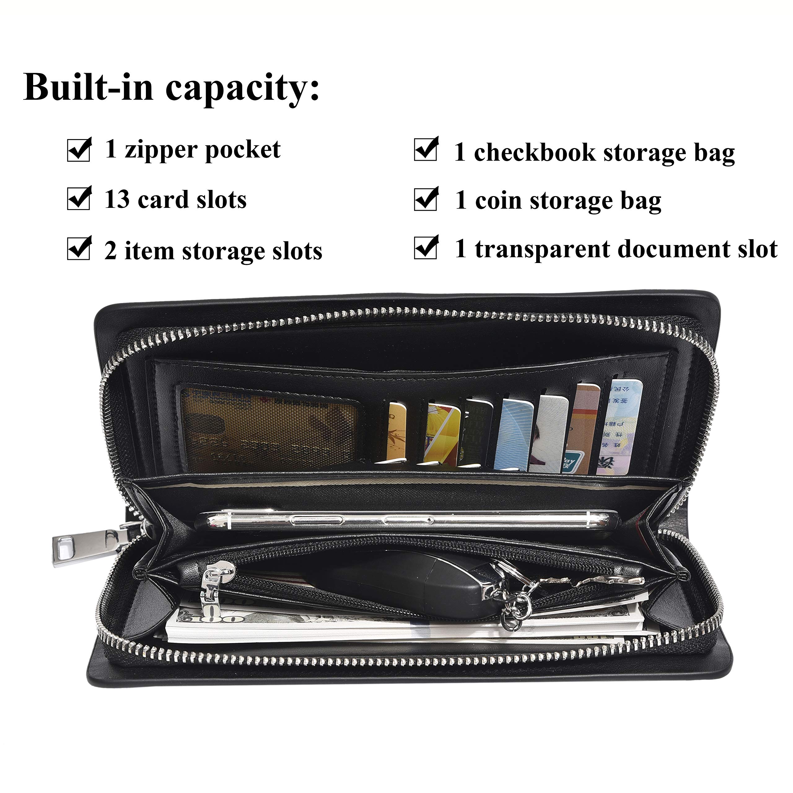 Genuine Leather Men's Clutch Bag - Slim Wallet with RFID Protection & Business Card Holder - Perfect for Business, Travel, and Everyday Use