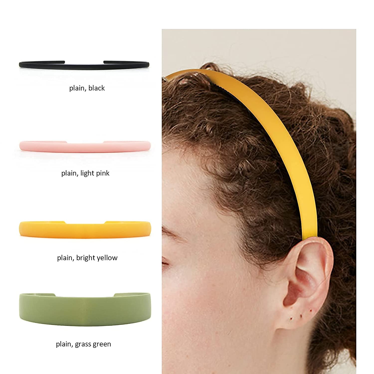 FAVELA Plastic Headbands for Women - 8 Pack Thin & Wide Hair Bands with Fine Comb Teeth, Plain & Zig Zag Matte Styles, Woven Design - Perfect for Work, School, Gym, and Everyday Styling