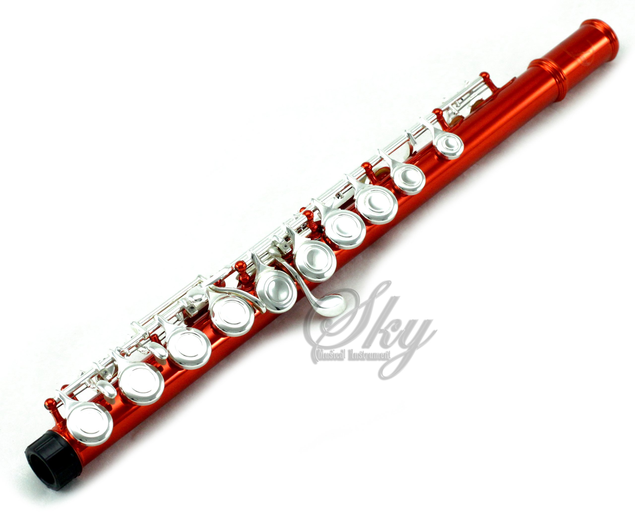 Professional Sky C Flute with Lightweight Case - Includes Cleaning Rod, Cloth, Joint Grease & Screwdriver (Red/Silver Closed Hole) - Perfect for Beginners, Students & Performers - Ideal for School Bands, Concerts & Practice Sessions