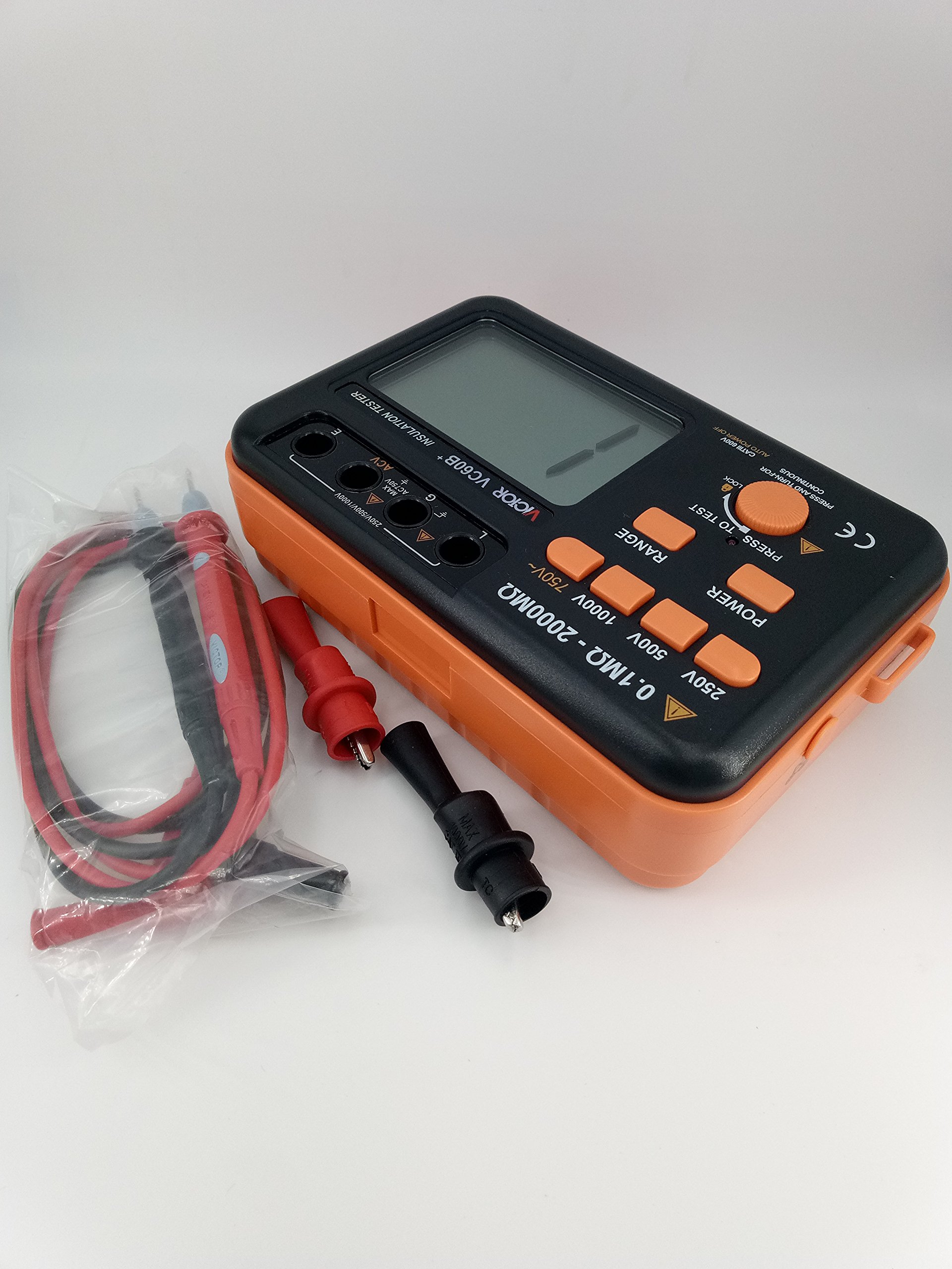 Victor 60B+ Digital Insulation Resistance Tester - 0.1MΩ~2000MΩ Range, 250V-1000V Voltage, Overload Protection, Continuity Test | Professional Electrical Testing Equipment for Home, Industrial & Commercial Use