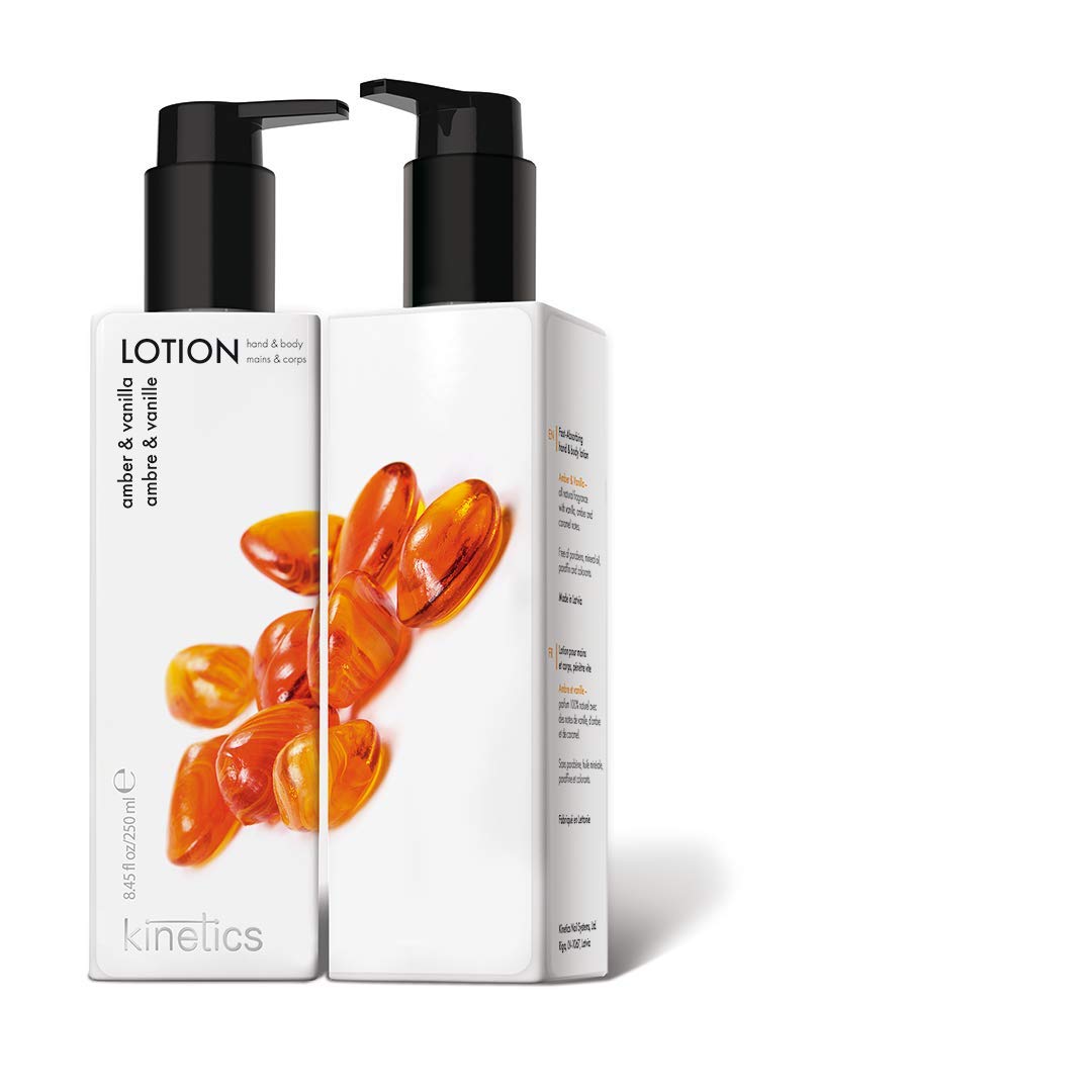 Kinetics Amber & Vanilla Hand & Body Lotion 250ml - Moisturizing Cream for Dry Skin, Perfect for Daily Hydration & Relaxation at Home or Office