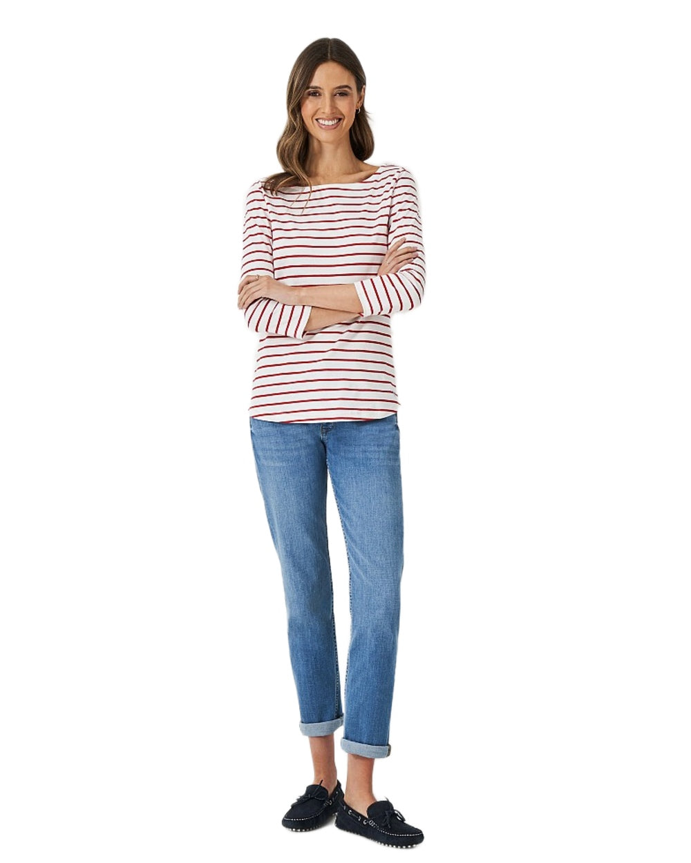 Women's Essential Breton Top - Crew Clothing | Classic Striped Long Sleeve Shirt for Casual Wear, Office & Weekend Outfits