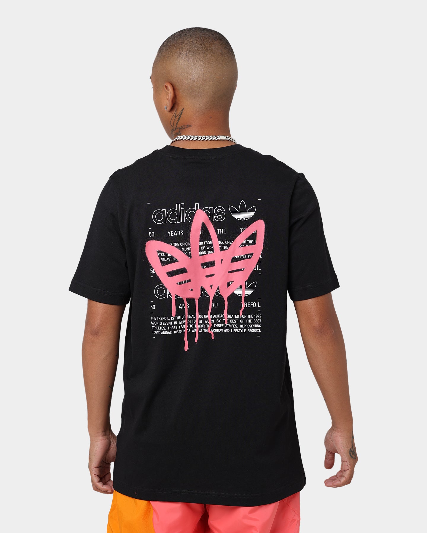 Adidas Behind T-Shirt for Men - Black/Turbo - Comfortable Cotton Crew Neck Tee for Casual Wear, Gym & Street Style