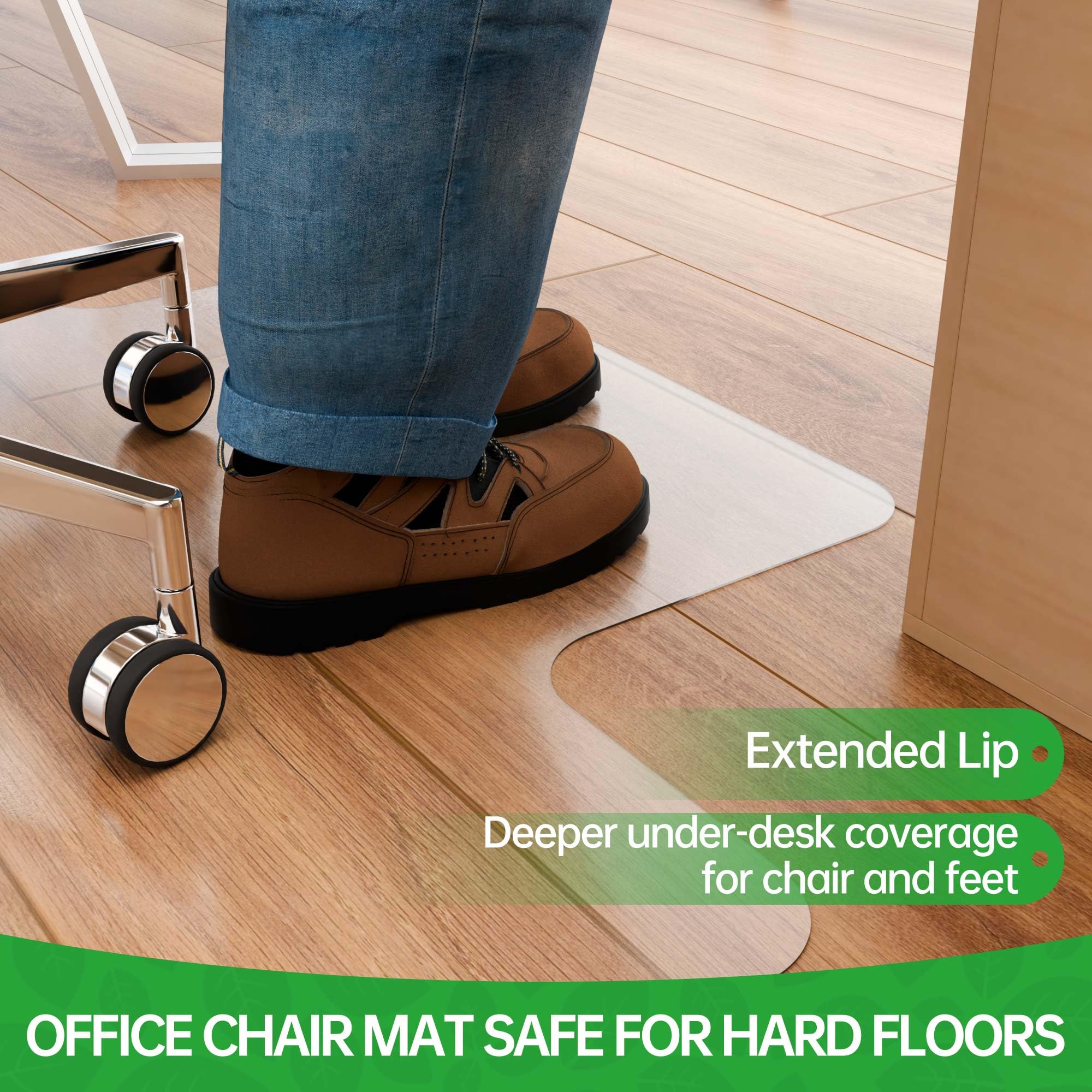 48 x 36 Inch Clear Office Chair Mat for Hardwood Floors - Heavy Duty Desk Chair Mat Protects Hard Floors, Smooth Gliding Surface for Rolling Chairs - Perfect for Home Office, Study Room & Workspace