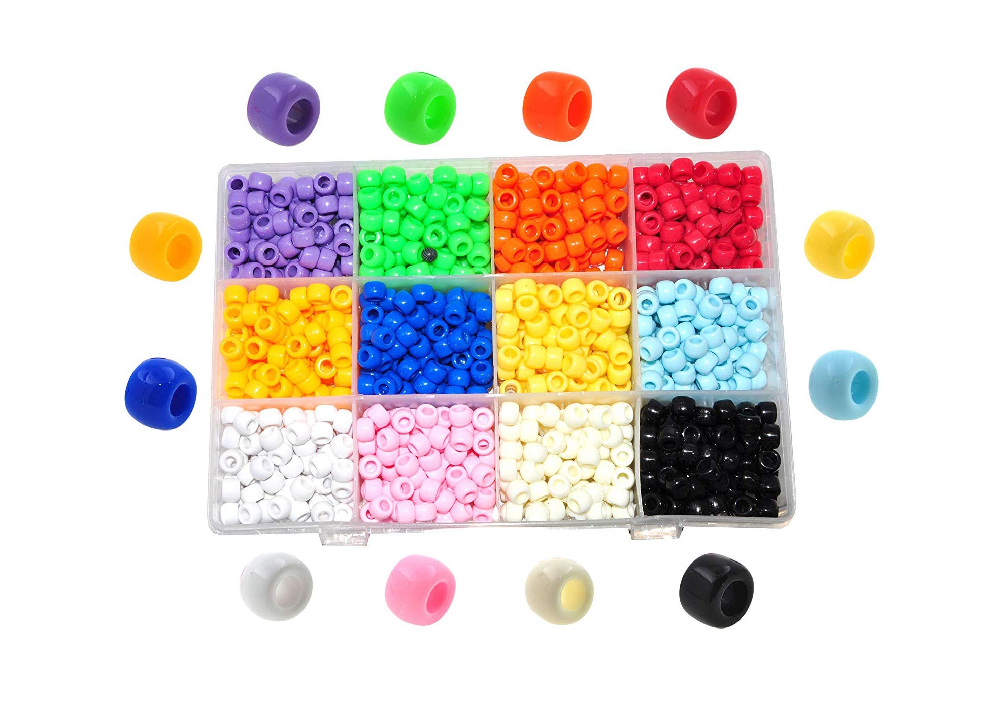 Mandala Crafts 9mm Pony Beads Bulk - 1000+ Multicolor Plastic Beads for DIY Bracelets, Jewelry Making, Kandi & Hair Accessories | Perfect for Kids Crafts, Friendship Bracelets & Party Favors