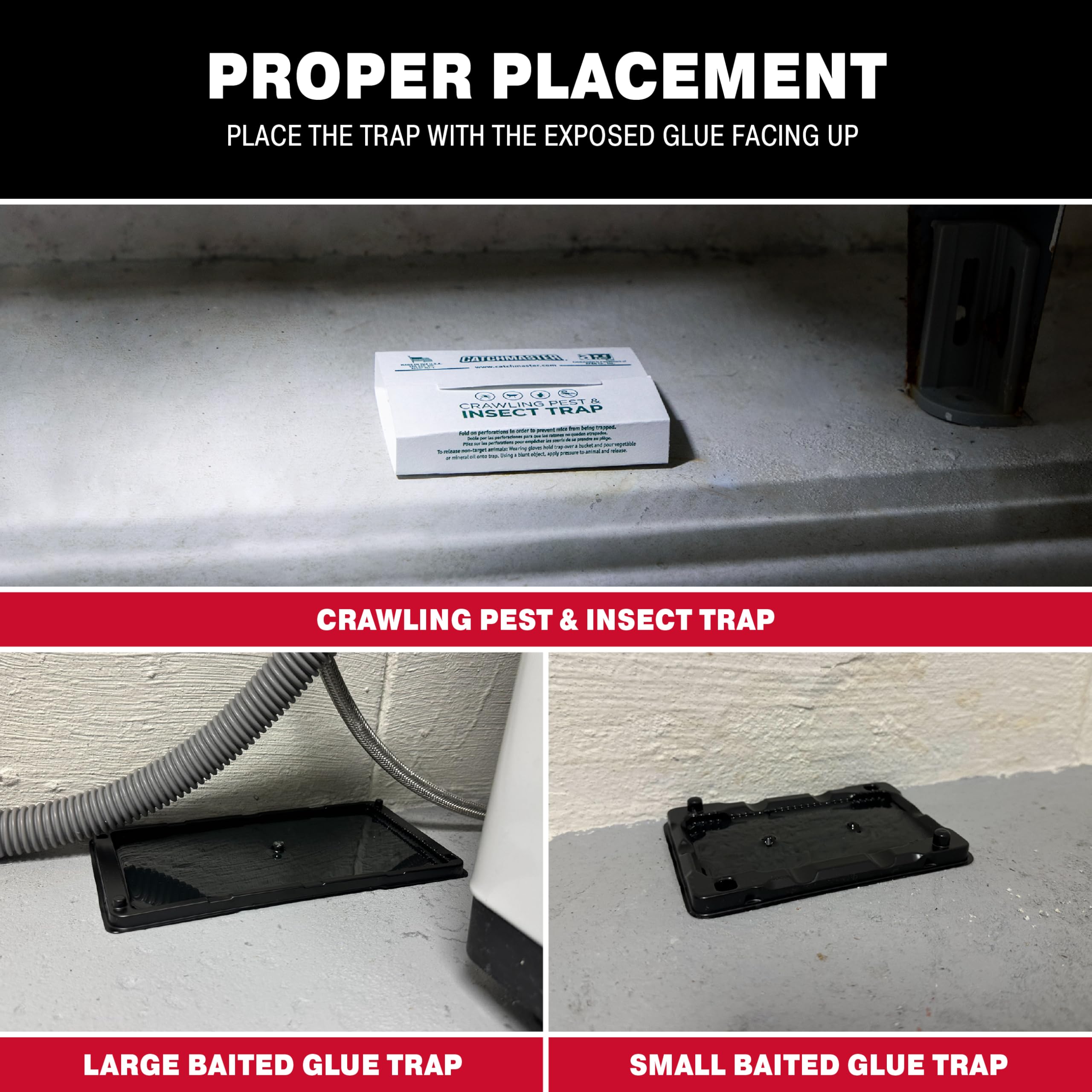 Catchmaster Basement Pest Protection Kit - 2 Mouse Traps, 2 Rat Traps, 2 Insect Glue Boards | Pre-Baited Indoor Rodent Control | Non-Toxic Sticky Traps for Mice, Rats & Bugs | Safe for Homes with Pets | Ideal for Basements, Garages & Storage Areas
