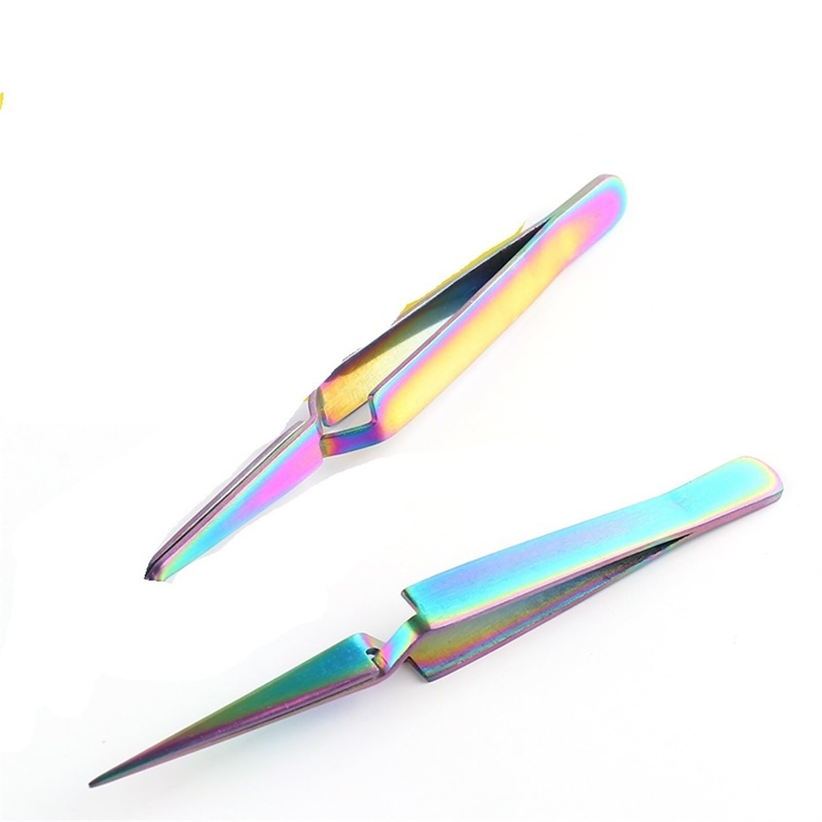 Stainless Steel Hair Removal & Nail Art Tweezers - Cross Action Rainbow Extension Nipper for Eyebrow Shaping, Eyelash Extension & Manicure