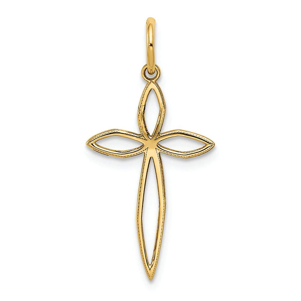 FJC Finejewelers 14k Yellow Gold Laser-Designed Cross Charm Pendant - Perfect for Everyday Wear, Gifts & Religious Occasions