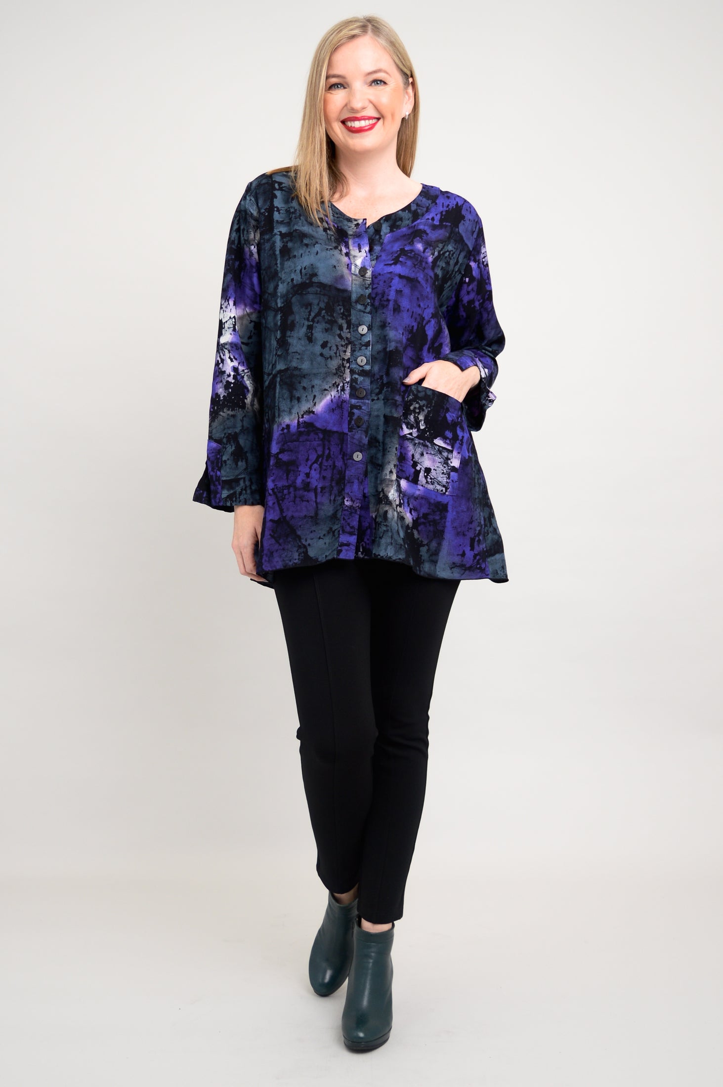 Carmel Blouse with Chakra Design - Boho Chic Women's Top for Yoga, Meditation & Spiritual Healing
