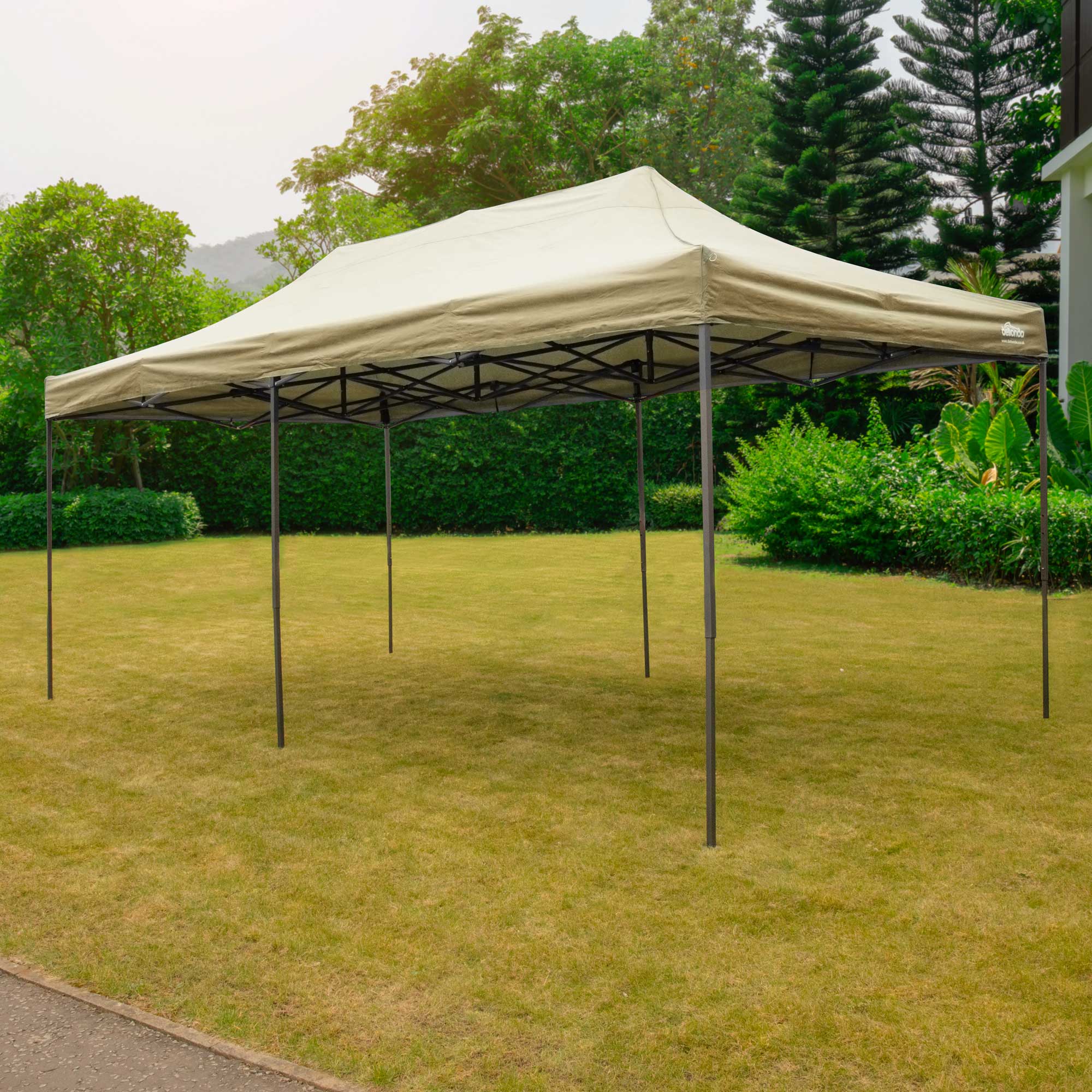 Premium 3x6m Pop Up Gazebo with Water Resistant Canopy - Includes Carry Bag, Stakes & Weight Bags - Beige Color DG138 - Perfect for Outdoor Parties, Camping, Beach & Backyard Gatherings
