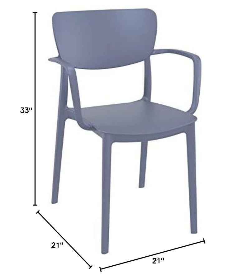 Compamia Lisa Dining Arm Chair Set of 2 - Dark Gray Upholstered Side Chairs for Kitchen, Dining Room & Office - Comfortable Modern Accent Chairs with Sturdy Metal Legs