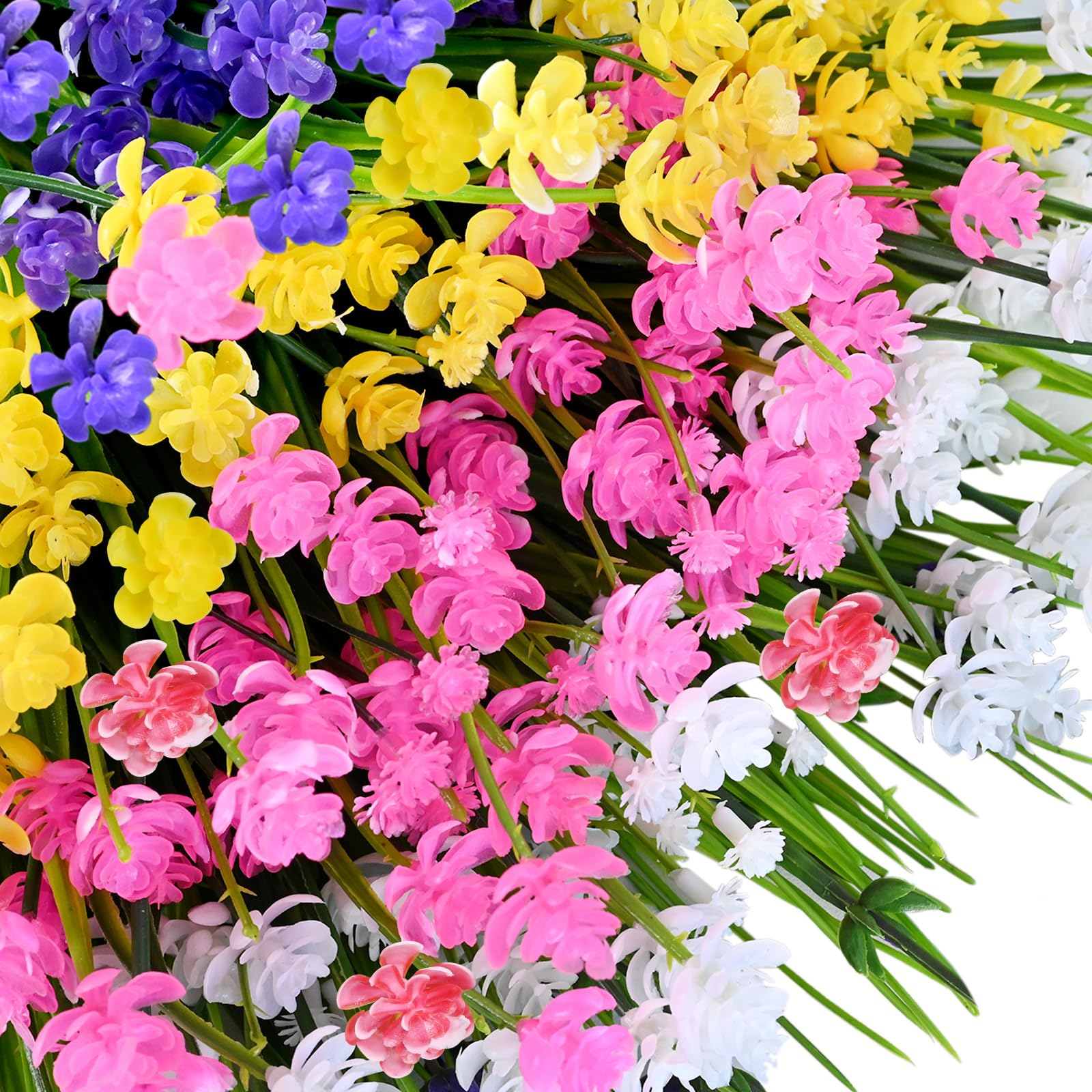 20PCS UV Resistant Artificial Plants Outdoor - Fake Flowers for Planters, Front Porch, Garden & Patio Decor - Durable Faux Greenery for Year-Round Beauty