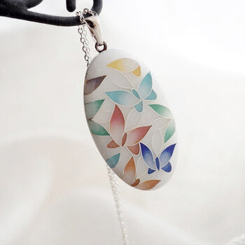 Yusen Shippo Butterfly White Pendant Necklace - Japanese Cloisonné Jewelry for Women, Elegant Gift for Birthday & Anniversary, Perfect for Formal Occasions & Everyday Wear