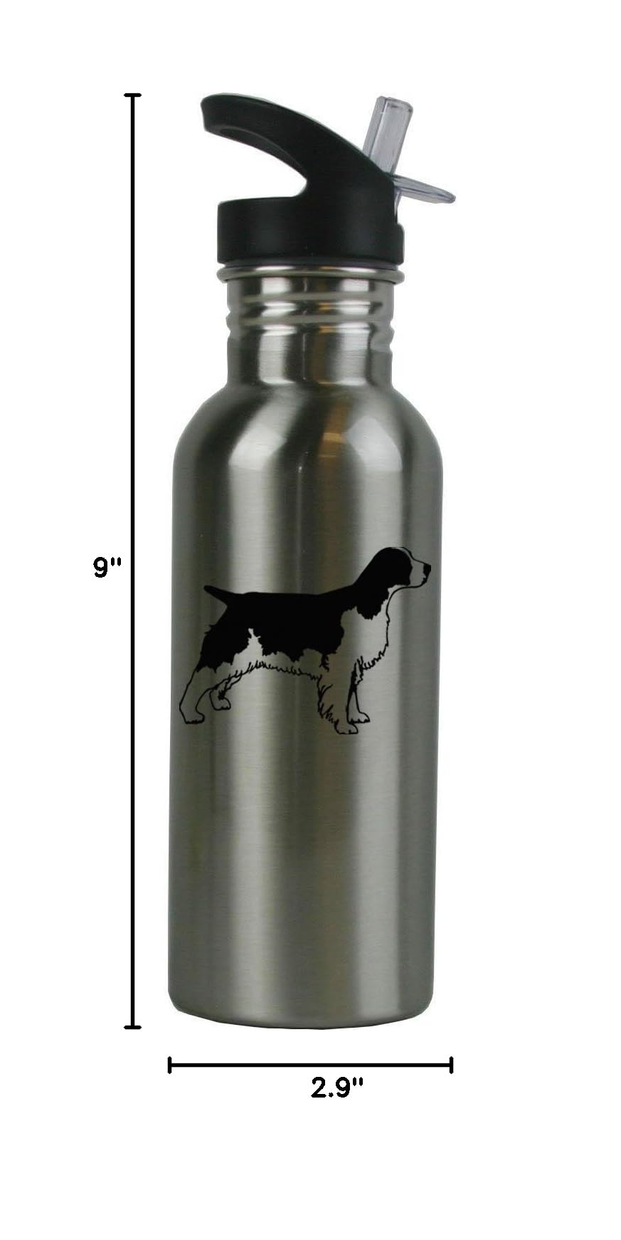 Personalized Custom English Springer Spaniel Stainless Steel Water Bottle with Straw - 20oz Insulated Sports Bottle - Leakproof & BPA-Free - Perfect for Hiking, Gym & Outdoor Activities