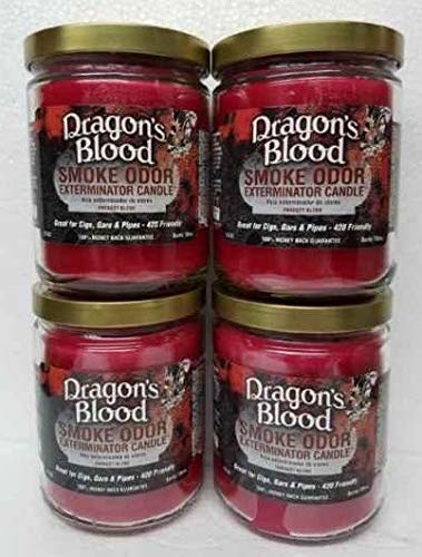 Smoke Odor Eliminator Candle - 13oz Dragons Blood Scented Jar Candle (Set of 4) | Long-Lasting Air Freshener for Home, Office, Car & Bathroom