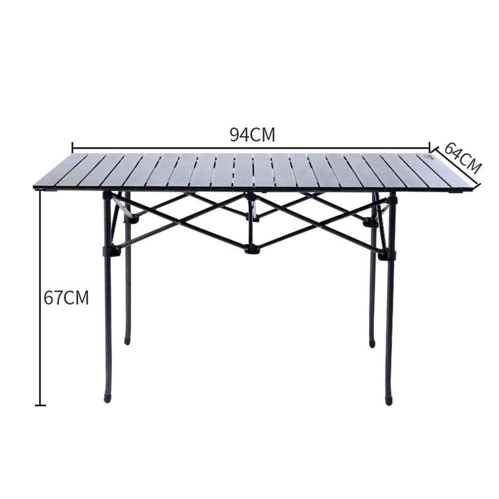 Portable Aluminum Folding Camping Table with Roll-Up Top & Net Pocket - Lightweight Outdoor Picnic Dining Cooking Table for Camping, Hiking, Beach & Garden Use