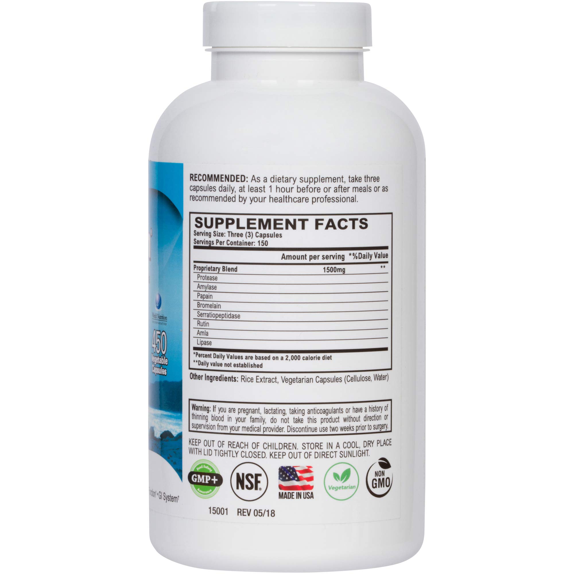 Proteolytic Systemic Digestive Enzyme Supplement with Serrapeptase - 450 Capsules for Immune Support, Joint Health & Cardiovascular Function | Boosts Blood Circulation for Men & Women | Ideal for Digestive Wellness, Active Lifestyles & Post-Workout Recovery