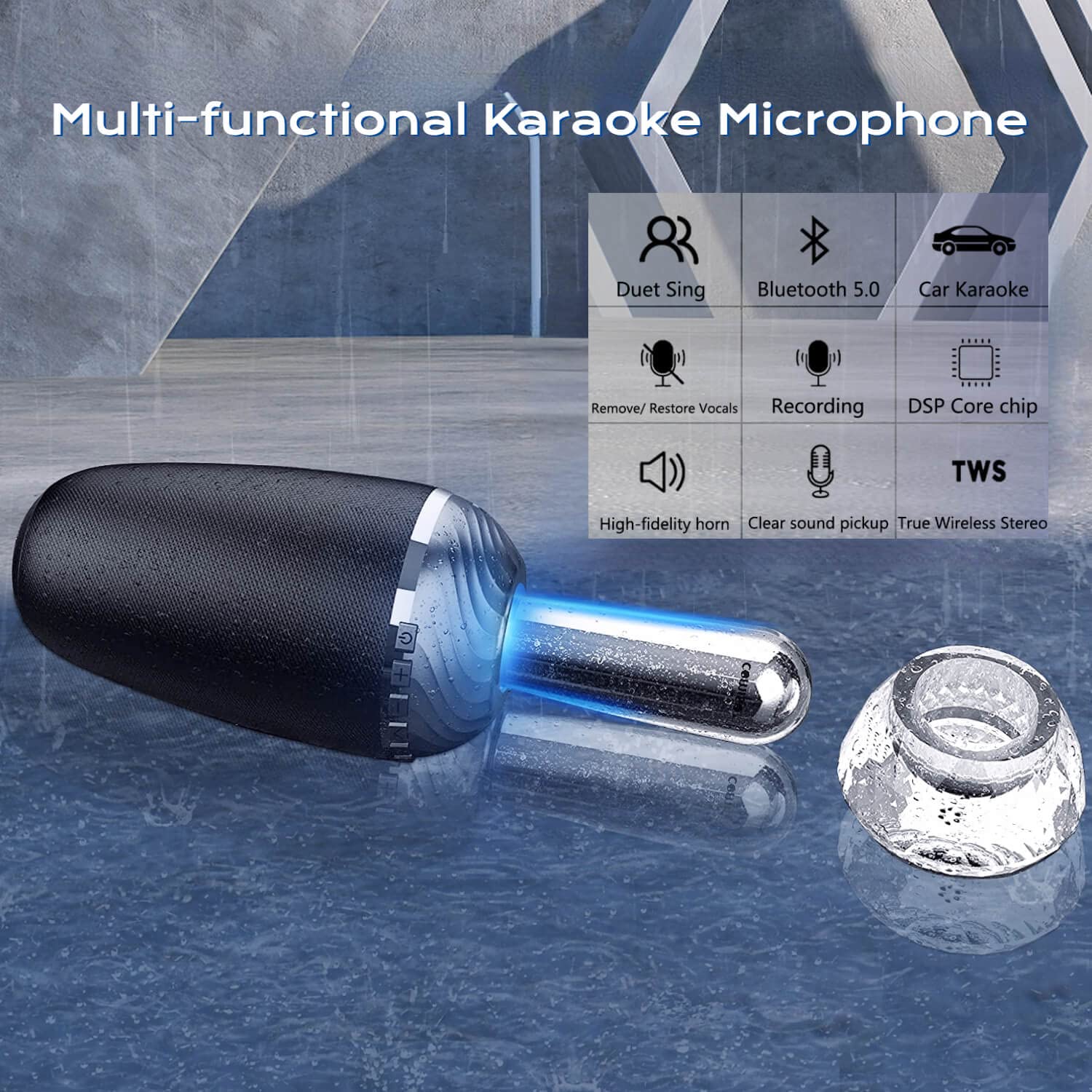 Wireless Karaoke Mic for Home, Car & Parties - Bluetooth Portable