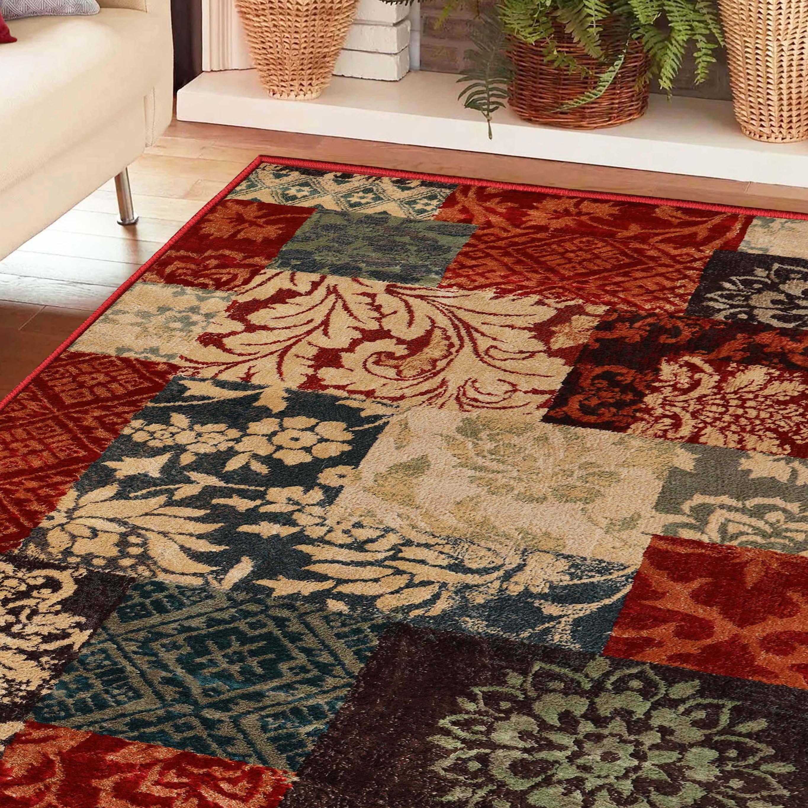 Kennicot Elegant Floral Patchwork Indoor Area Rug & Runner Rug - Soft Non-Slip Living Room Carpet for Bedroom, Hallway, Nursery Decor