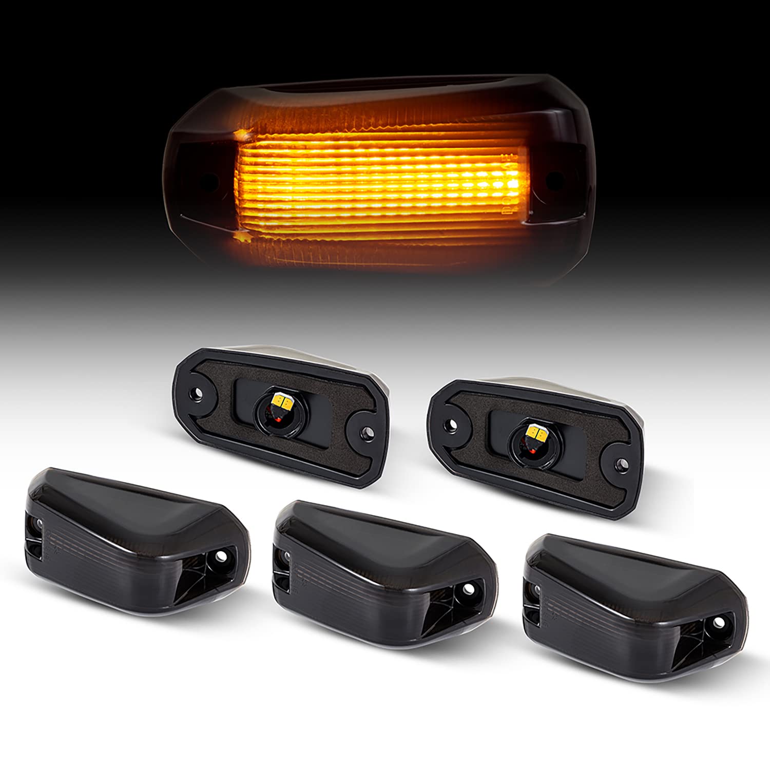 5Pcs Amber LED Roof Mounted Clearance Lights for 2014-2023 Dodge RAM ProMaster 1500/2500/3500 - Smoked Lens Marker Running Lights for Trucks & Vans - Perfect for Night Driving & Off-Road Visibility