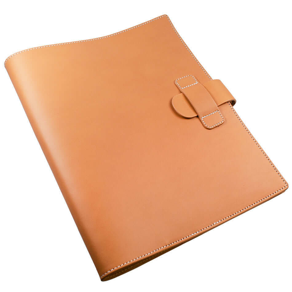 Premium Atoma Pur Leather Folder 210 x 295mm - Natural Brown Genuine Leather Document Organizer for Office, School & Business Professionals - Perfect for Presentations, Contracts & Important Files