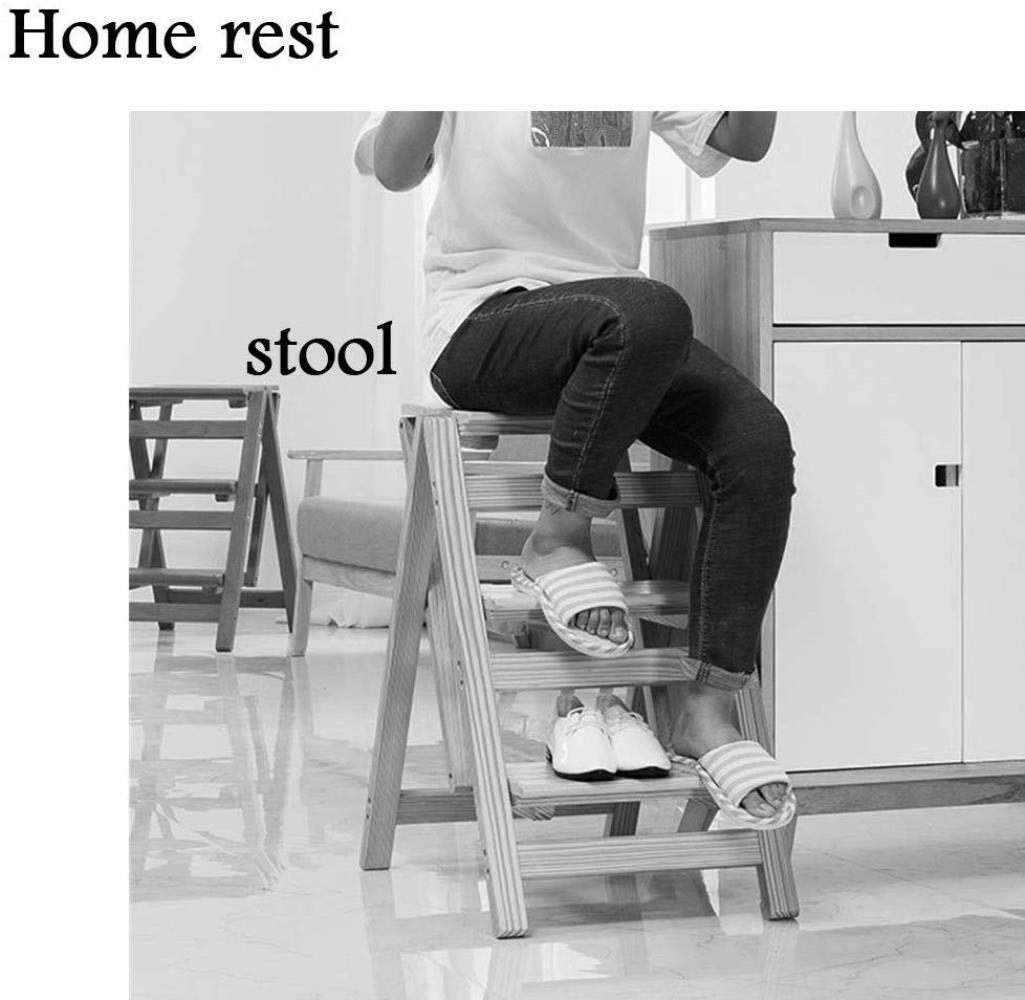 XHALERY 4-Step Wooden Step Stool - Multifunctional Folding Ladder for Home, Library, Shelf Access - 150kg Weight Capacity - Perfect for Reaching High Places, Organizing, and Household Use