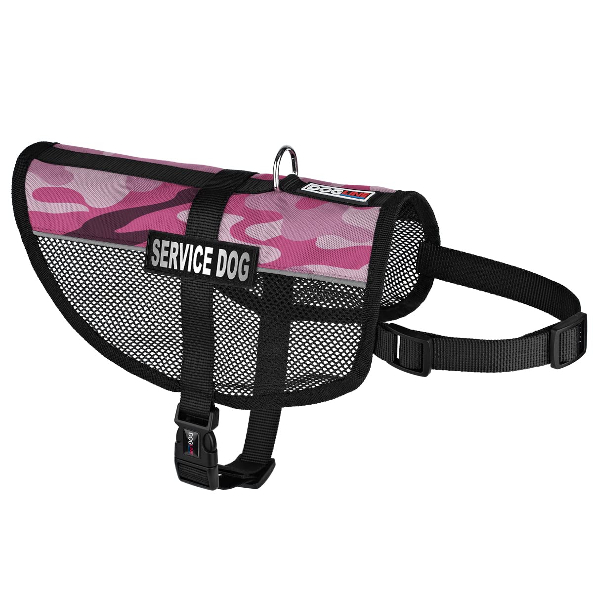 Service Dog Vest with Removable Patch & Adjustable Harness - Reflective MaxAire Design with ID Card for Small, Medium & Large Dogs (22x29 Inch, Pink Camo) - Perfect for Training, Outdoor Adventures & Public Access