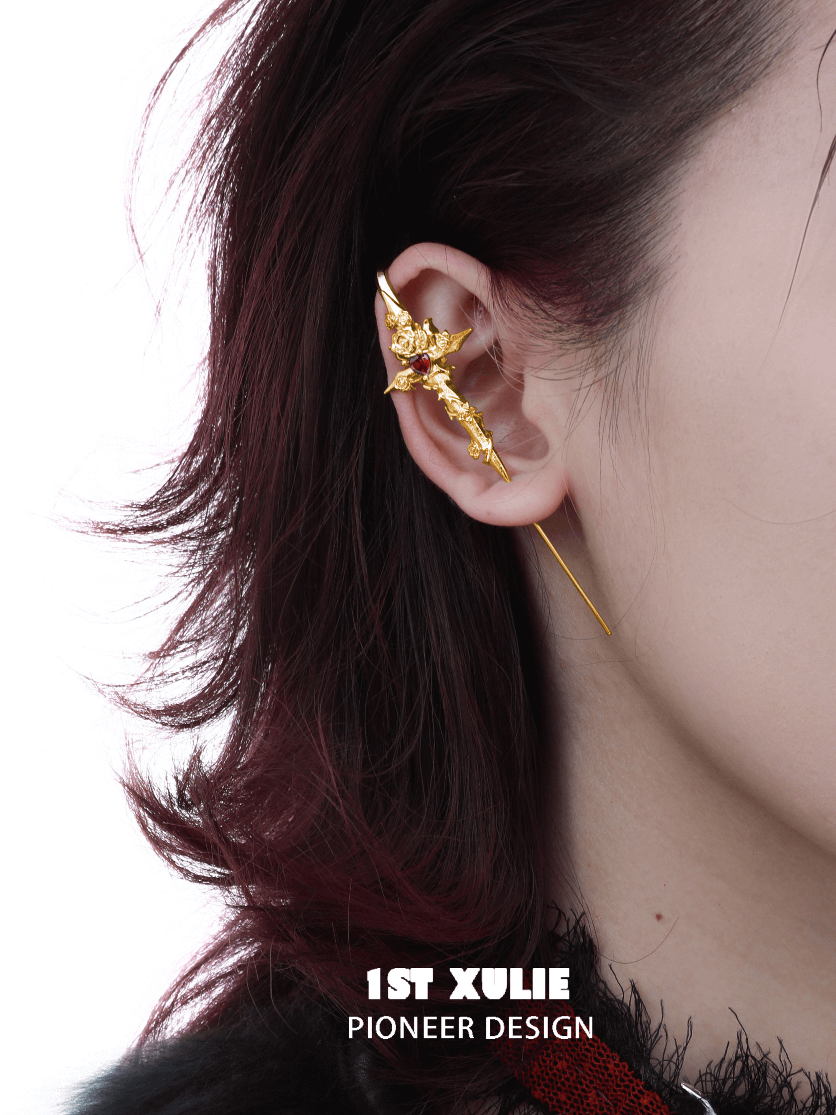 24K Gold Plated Needle Piercing Earrings for Women - Taboo Rose Body Jewelry for Cartilage, Helix & Lobe - Hypoallergenic Fashion Earrings for Parties, Dating & Special Occasions