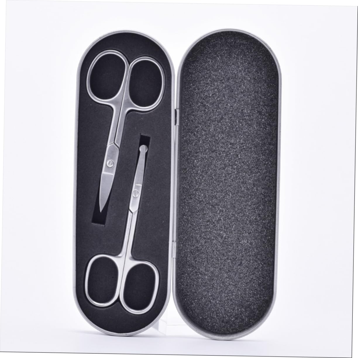 2 Pack Round Tip Makeup Scissors - Painless Nose & Ear Hair Trimmer, Brow Grooming & Hairdressing Shears - Black Craft Scissors for Precise Grooming & Styling at Home or Salon