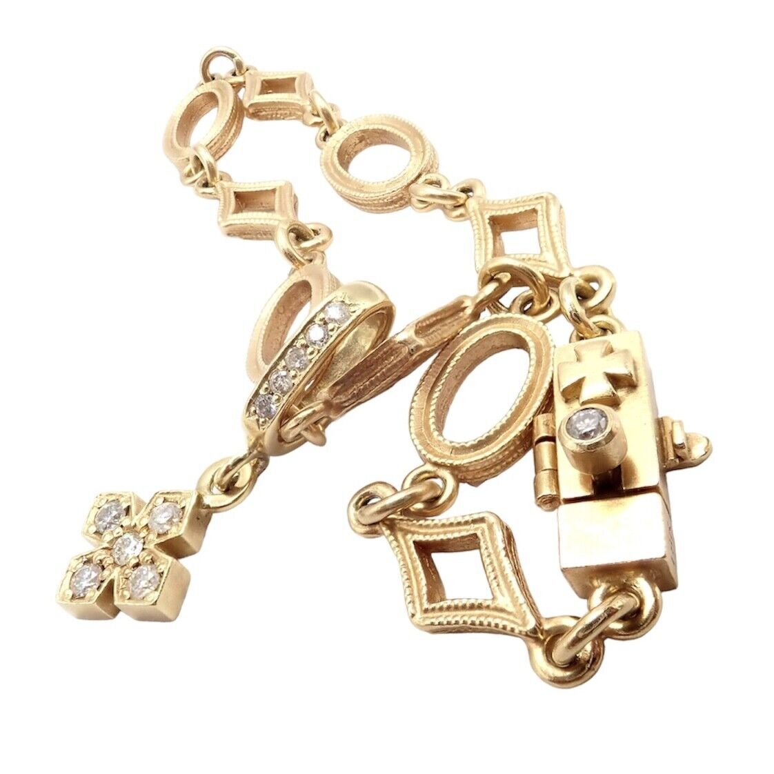 Loree Rodkin 18k Yellow Gold Diamond Cross Bracelet for Women - Luxury Religious Jewelry Gift for Christmas, Baptism & Special Occasions