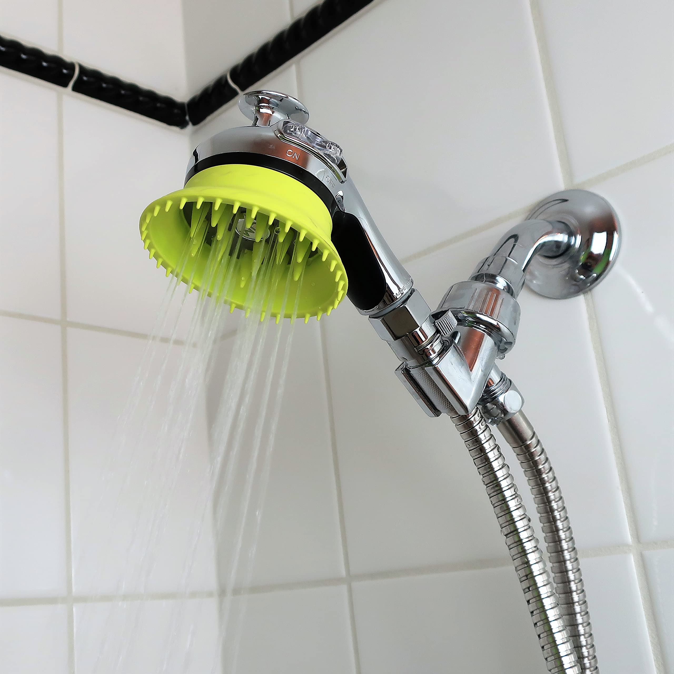 WD Handheld Shower Brush with On/Off Switch & Adjustable Water Pressure - Pet & Human Use for Bathing, Grooming & Cleaning - Perfect for Dogs, Cats & Household Shower Needs