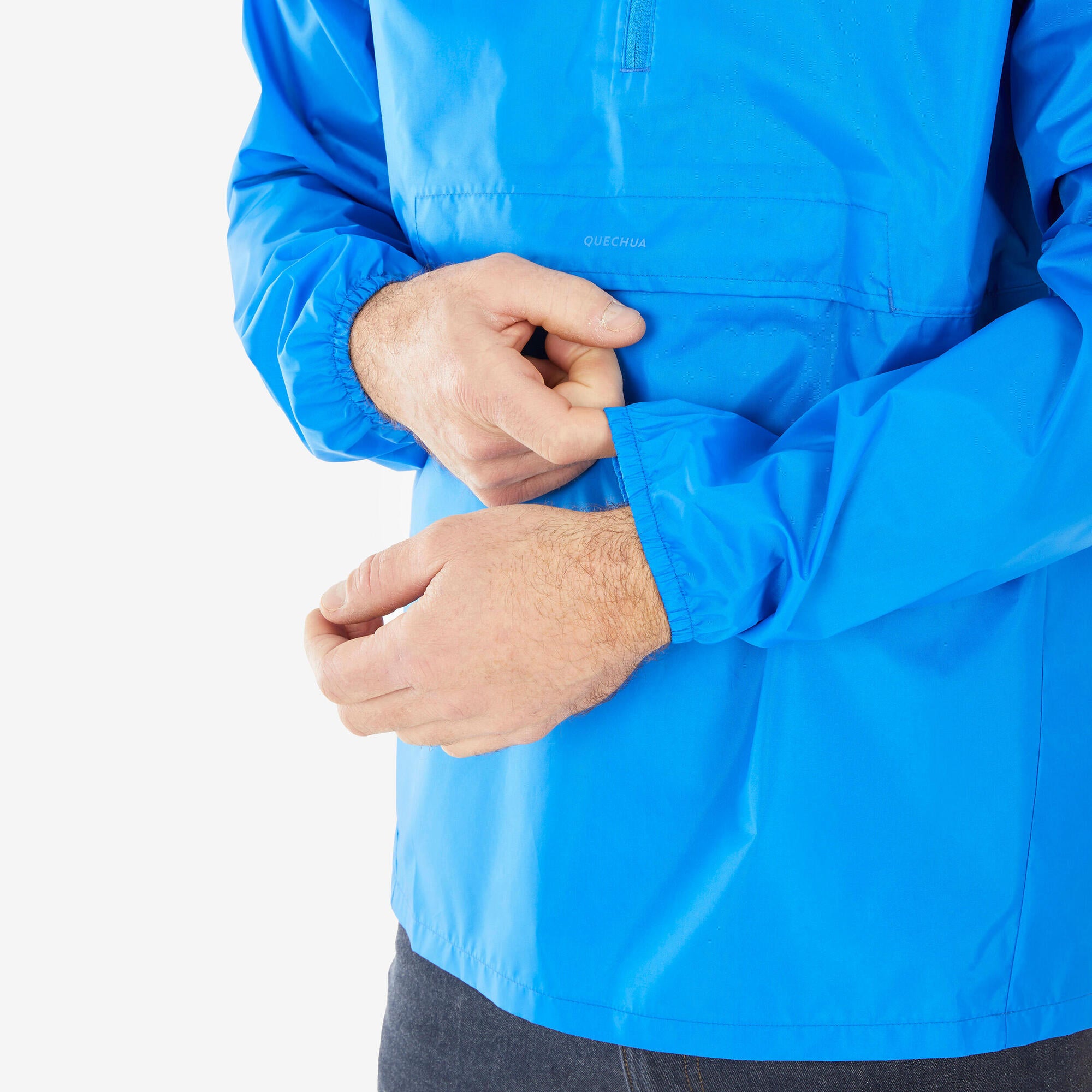 Quechua Men's Waterproof Rain Jacket - Lightweight Half Zip Windbreaker for Hiking, Camping & Outdoor Activities