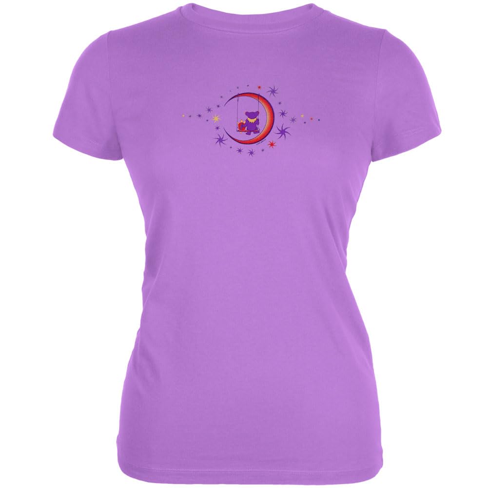 Grateful Dead Women's Moon Swing Juniors T-Shirt - Purple Vintage Band Tee for Concerts & Casual Wear