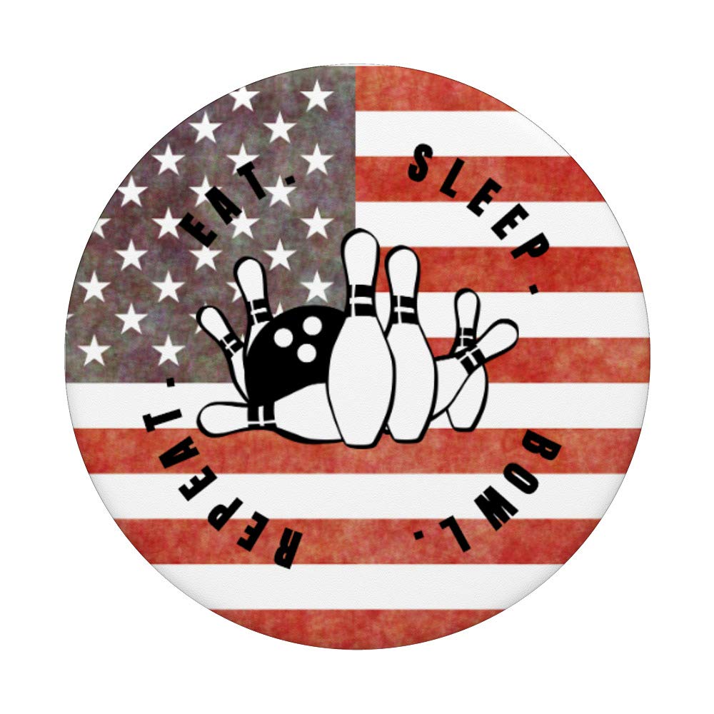 Bowling PopGrip - Swappable Phone Grip with American Flag Design for Sports Fans