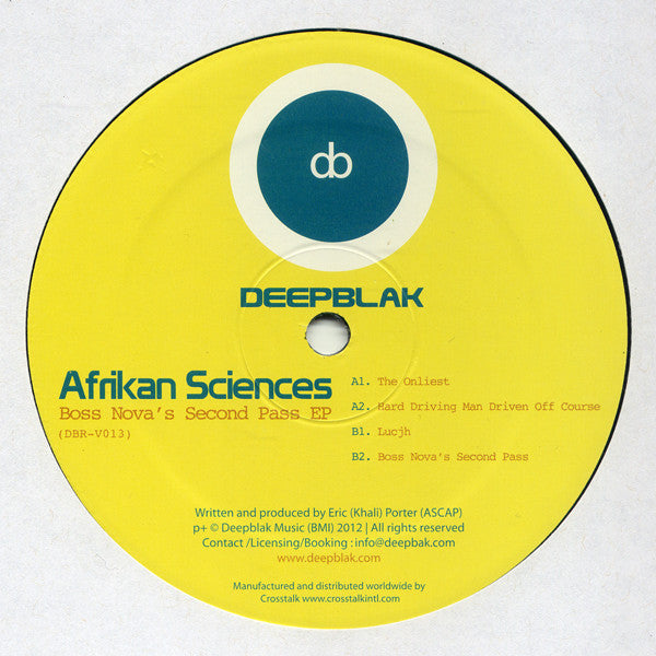 Afrikan Sciences - Boss Nova's Second Pass EP Deepblak - DBR V013 | Electronic Music Vinyl Record | Perfect for DJ Sets & Music Collectors