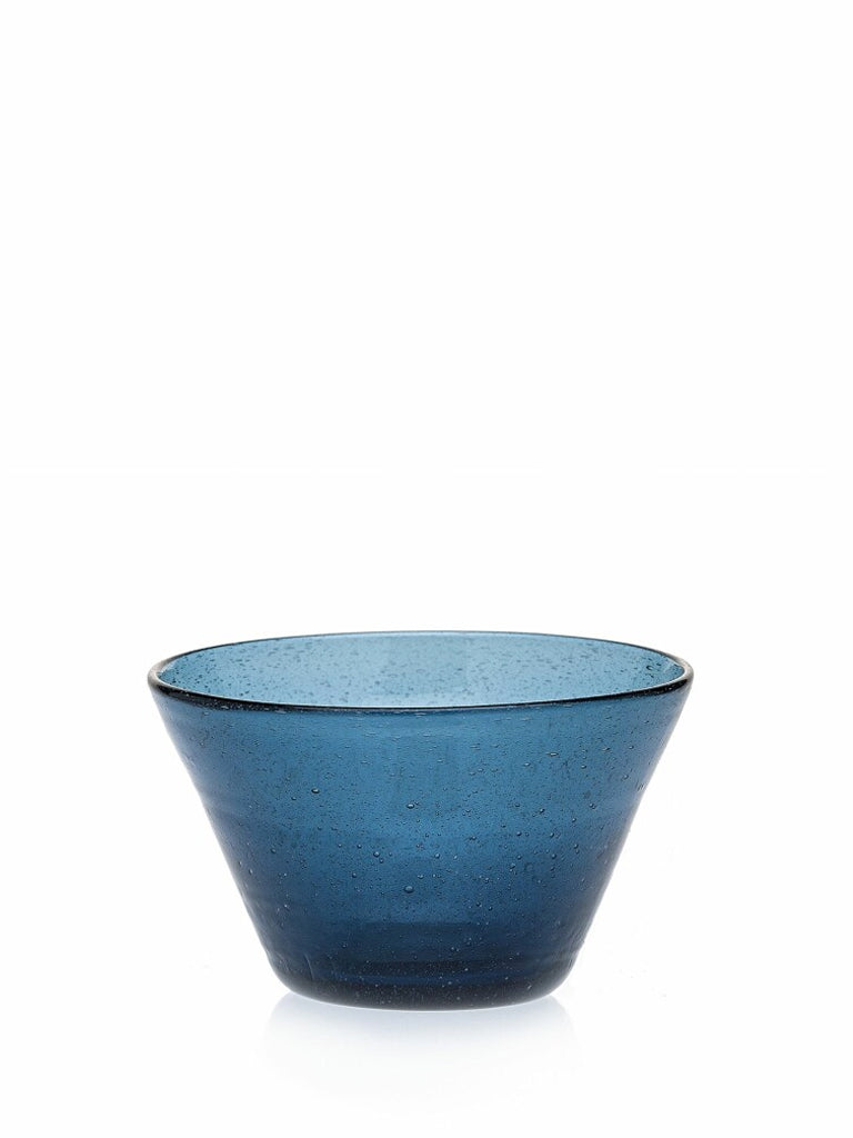 Van Verre Marco Polo Bowl in Deep Blue - Handmade Glass Serving Bowl for Salads, Fruits & Desserts - Elegant Tableware for Parties & Home Decor