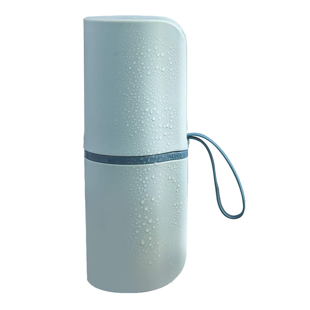 DOITOOL Sky-Blue Toothbrush Holder for Bathroom & Travel - Portable Toothbrush Storage Box with Washing Cup, Ideal for Camping, Hiking & Home Use