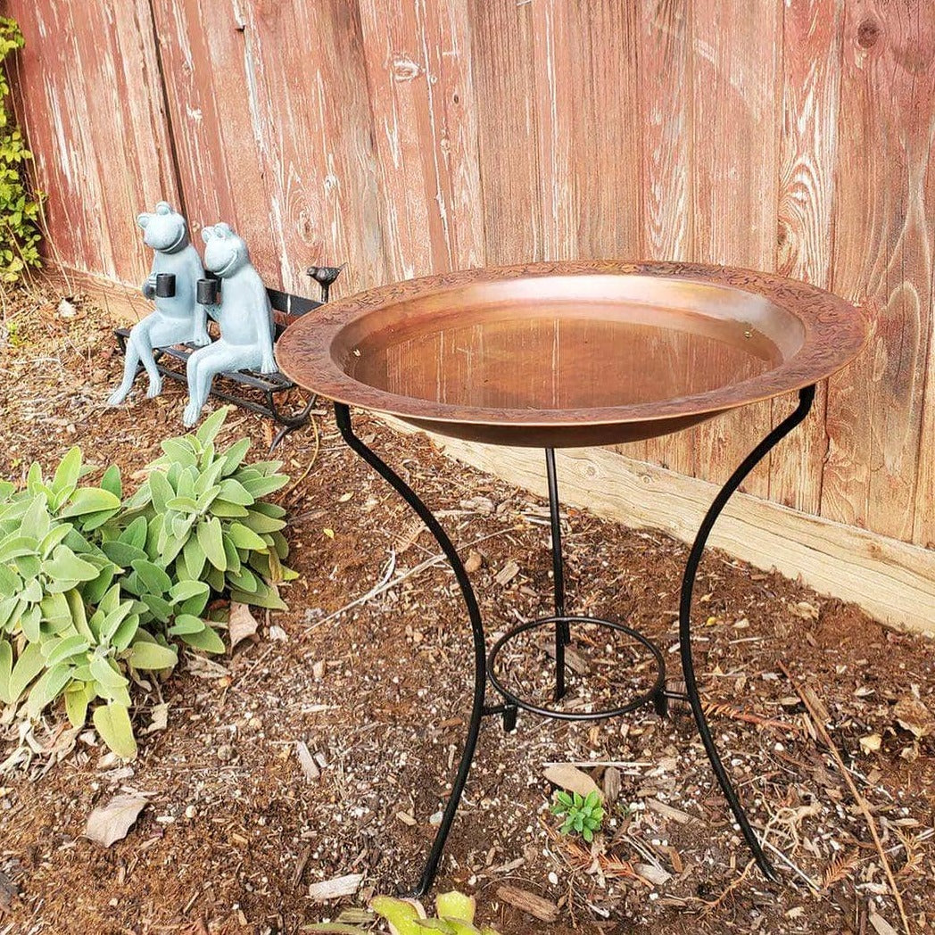 Two Tier Bird Bath - Elegant Flamed Finish for Garden Decor - Attract Birds & Enhance Outdoor Spaces