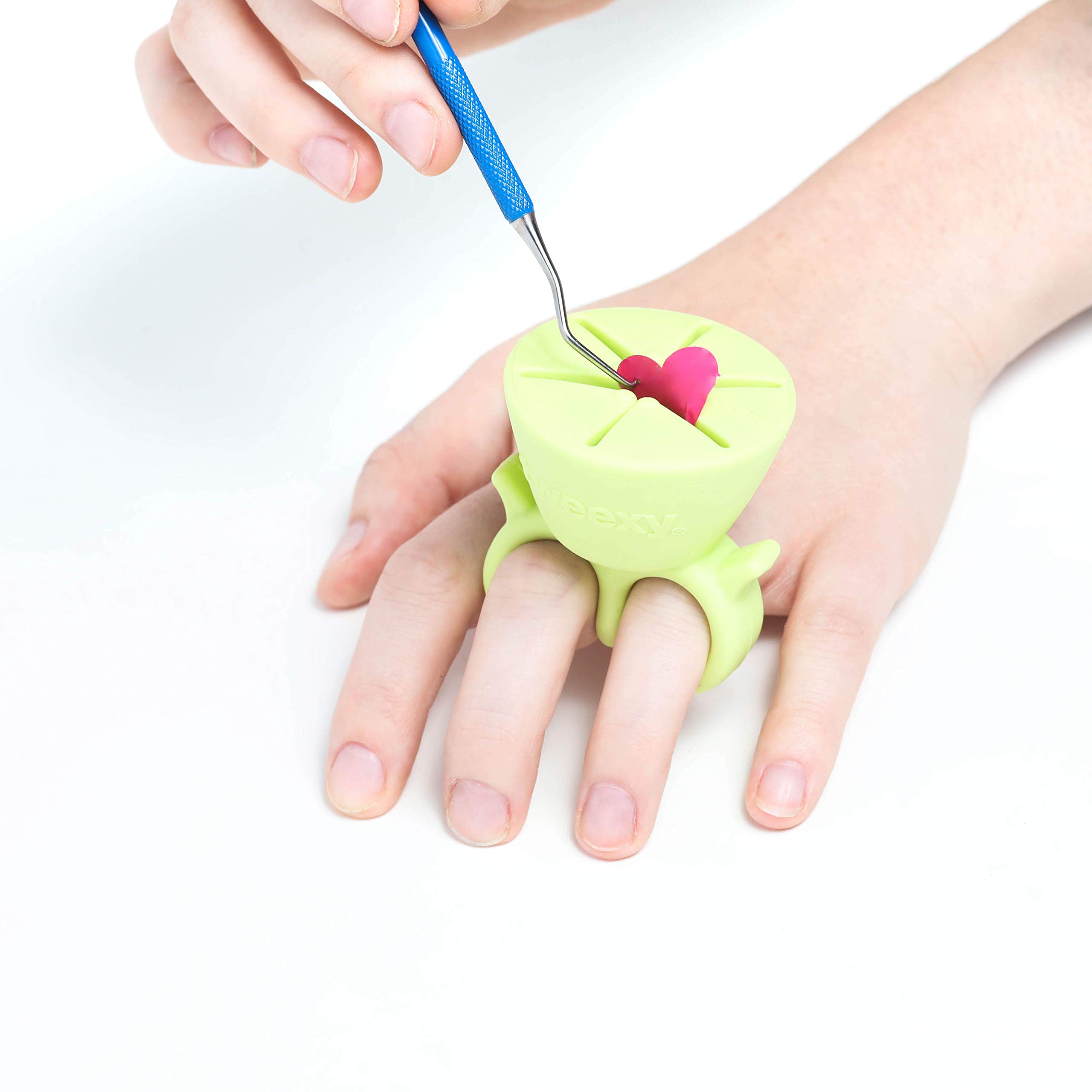 Tweexy Craft Vinyl Weeding Tool Kit with Scrap Collector Ring - Includes Case, Weeder Picks, Tweezers & Spatula for HTV Heat Transfer Vinyl & Adhesive Paper - Perfect for DIY Crafting, Scrapbooking & Vinyl Projects (Green Glow)