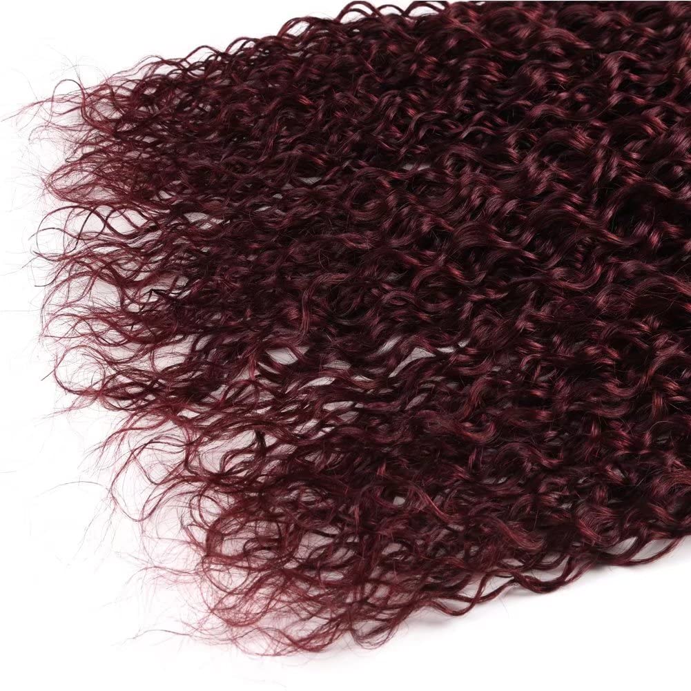 FEEL ME 99j Burgundy Brazilian Water Wave Human Hair Bundles - 8A Mink Brazilian Hair Weave (3 Bundles, 300g Total) - Unprocessed Virgin Human Hair Extensions for Wet & Wavy Styles - Perfect for Everyday Wear, Special Occasions & Salon Styling (10